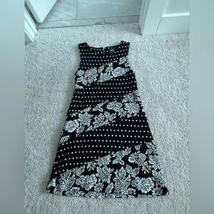 Maeve Black and White Patterned Midi Dress